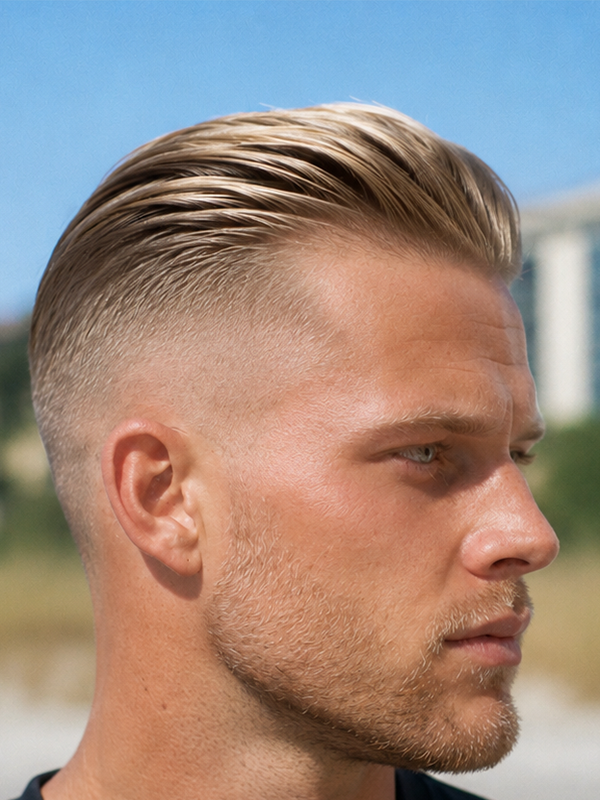 Grauer Slick Back bei einem älteren Mann, straff und gepflegt