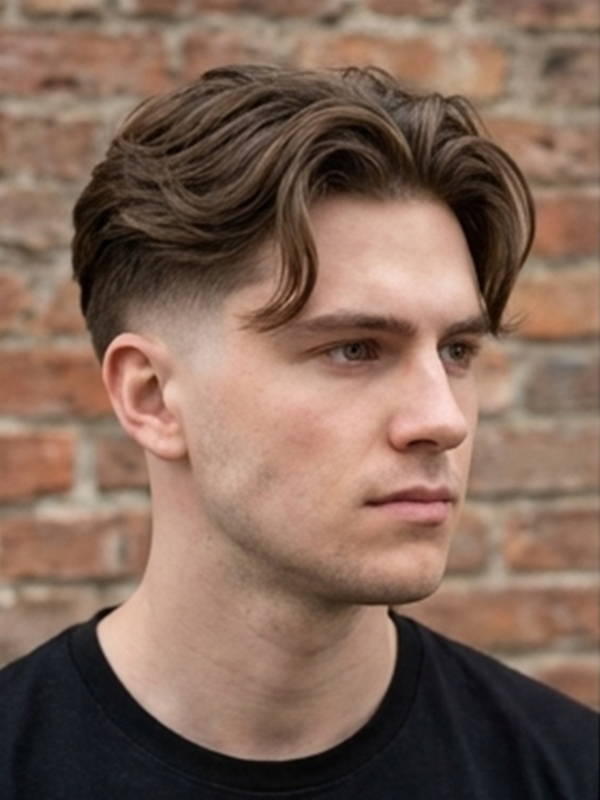 Curly curtains sur un homme aux cheveux bouclés