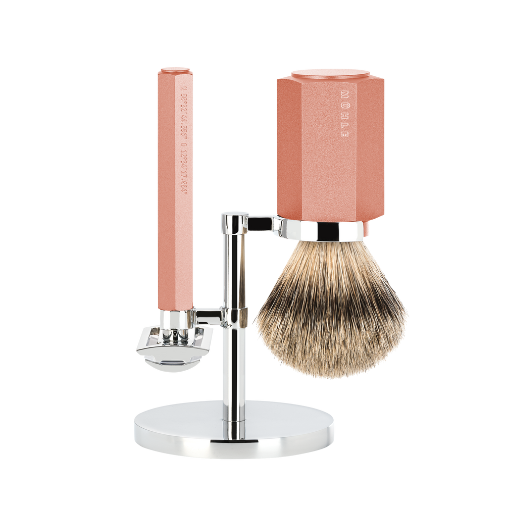Mühle Shaving Set Hexagon Sunrise met Silvertip Badger Shaving Brush