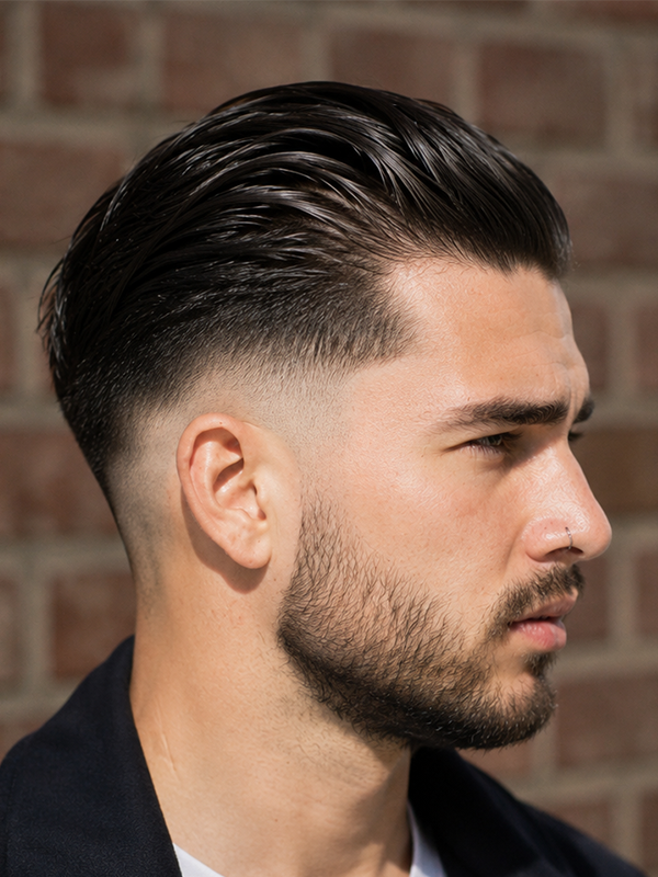 Slick Back mit Skin Fade an den Seiten