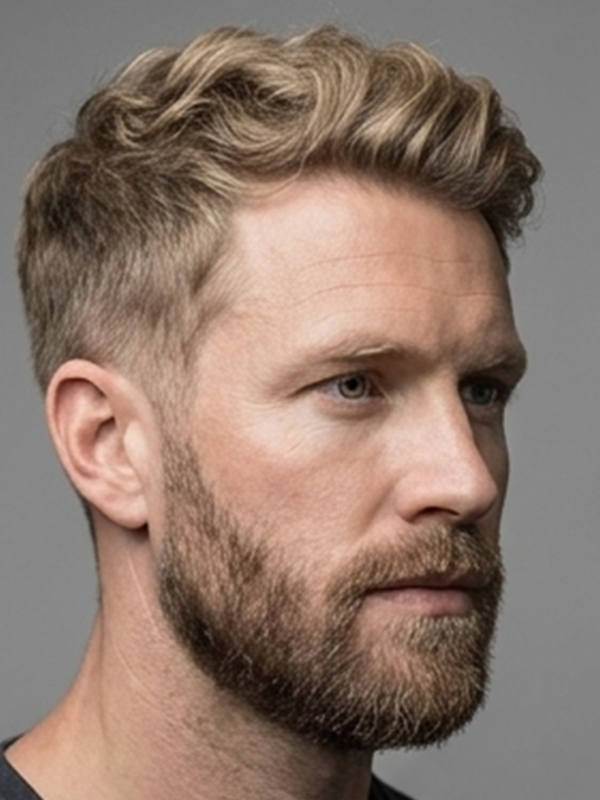 Ivy League Crew Cut mit Seitenscheitel