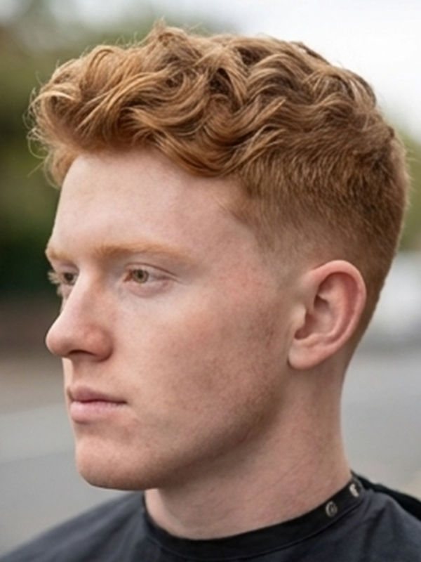 Kurz gecropter Crew Cut bei einem Mann mit lockigem Haar