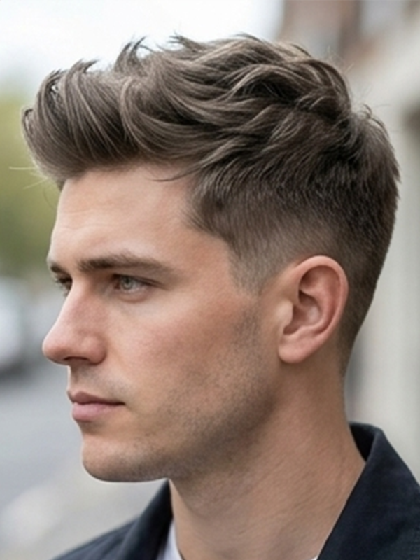 Blonder Quiff mit Volumen an der Vorderseite